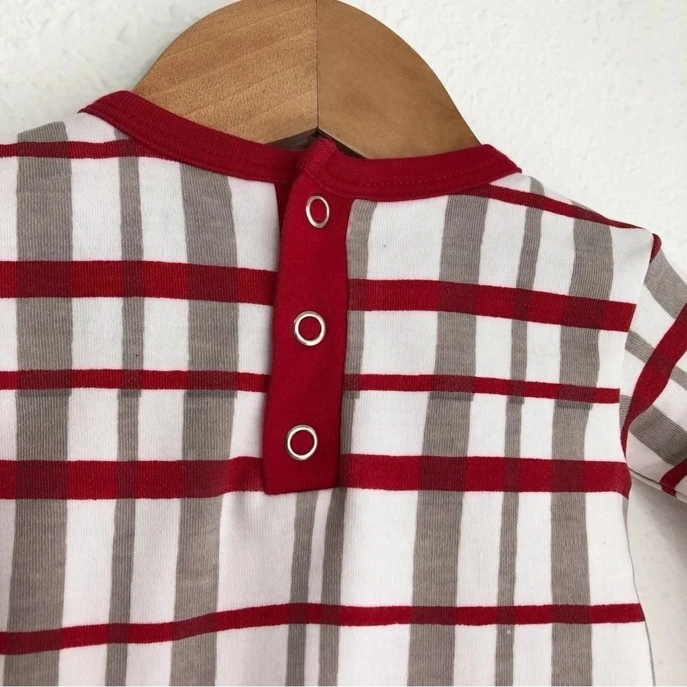 L'ovedbaby footie sleeper red plaid holiday pajamas size 3-6 months - Picture 5 of 10
